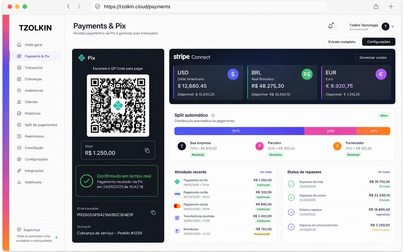 Pagamentos Globais & API Pix Direta